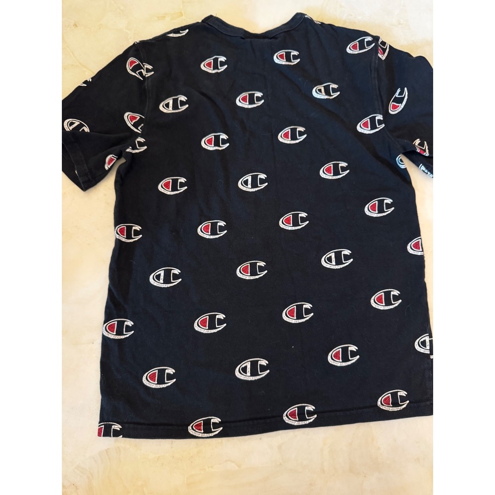 Champion Heritage Mens Black All Over Print C Logo T-Shirt Medium T1919G